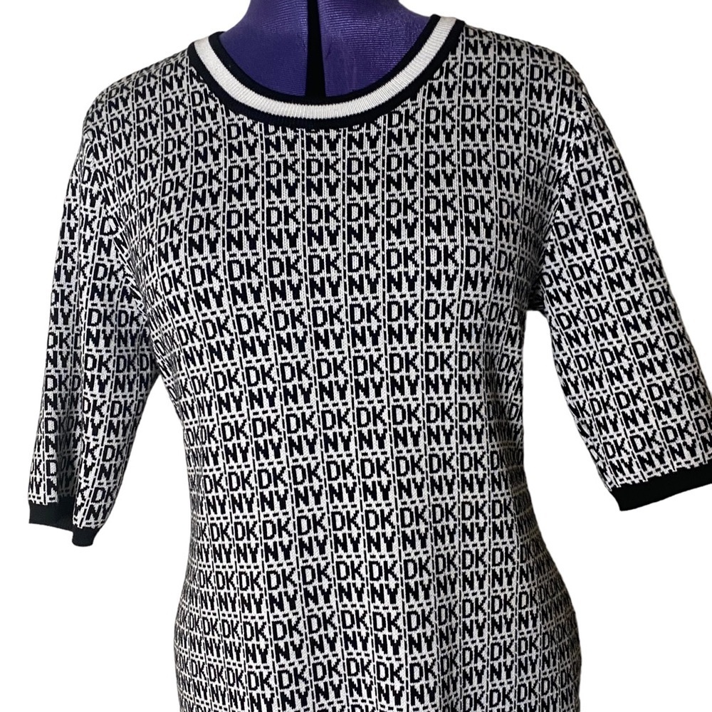 DKNY black and white dress crew neck size L - Picture 4 of 10